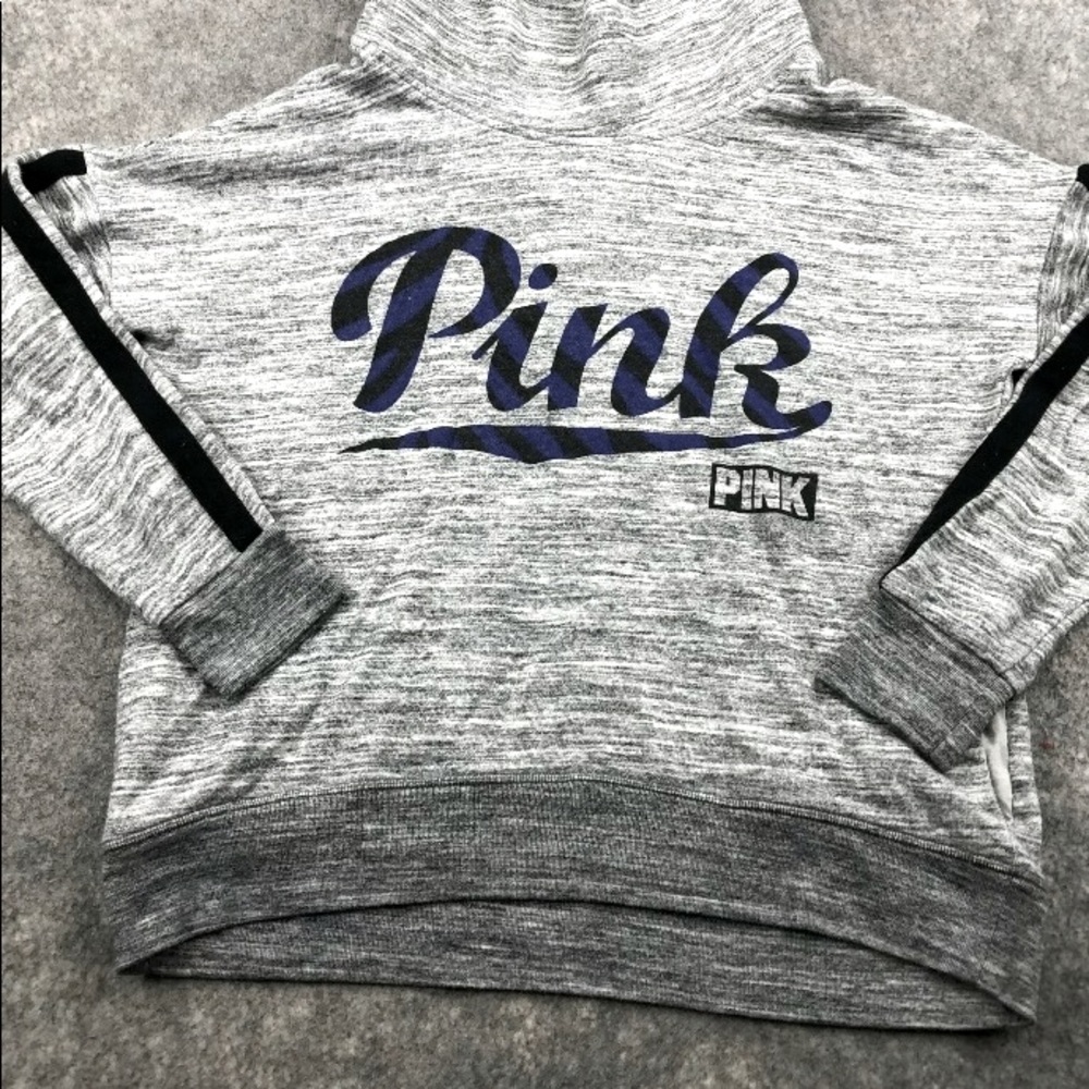 Pink Victoria's Secret Pullover Womens Medium Gray Fleece Cowl Neck